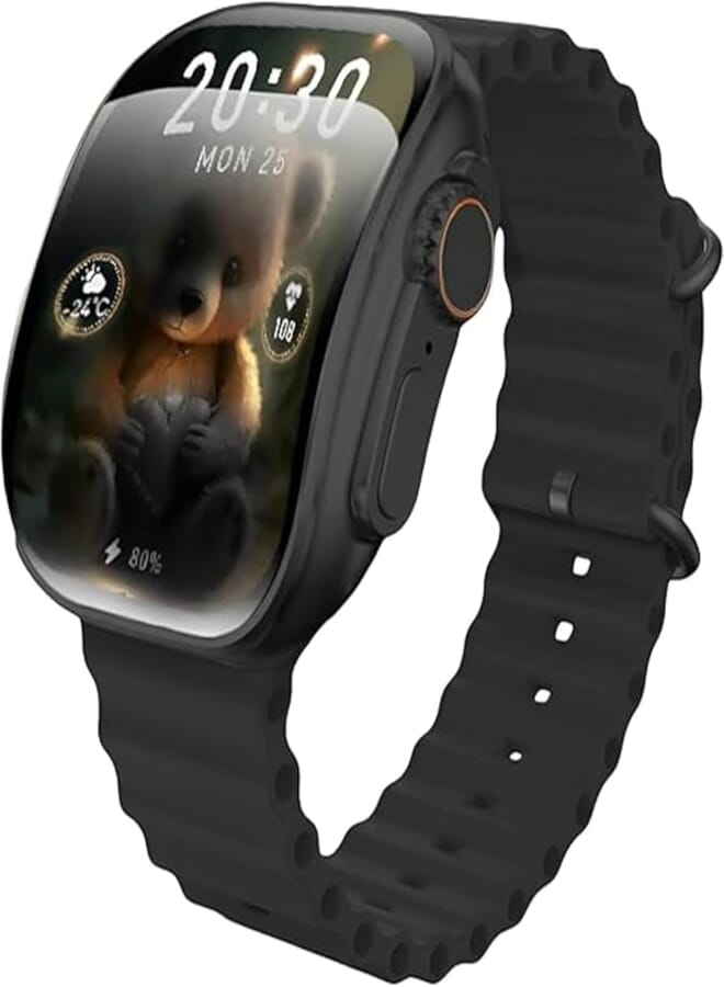 ADHOMAX X10 Ultra3 Curved Screen Smart Watch NFC, BPM, SpO2, Weather, Camera, Music, Fitness Tracker, Calls, Wireless Charging, wearfitpro mobile app IOS, android, men and women (Black Strap)